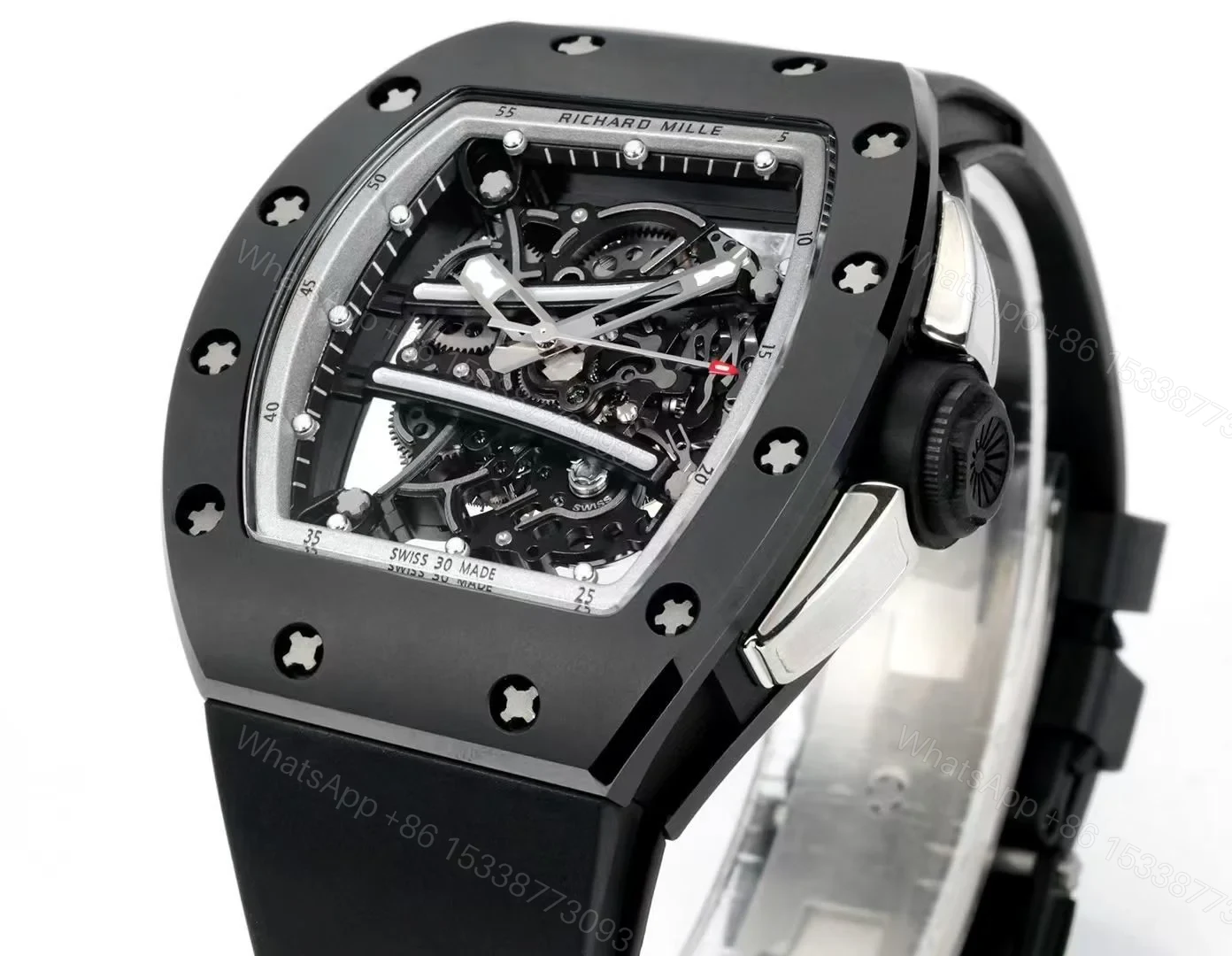 View 5 of Richard Mille RM61-01 Watch TZP-N Zirconia Ceramic NTPT Carbon Fiber Case Skeleton Dial RMUL2 Manual Winding Movement Yellow Green Suspended Bridge Sports Edition RM61-01-ZC-NTPT-YG-RMUL2