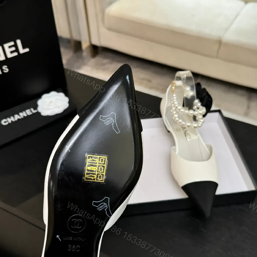 View 7 of Elegant Pearl Slingback Pumps: Luxe Two-Tone Couture Pumps