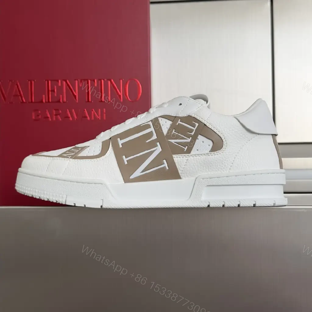 View 4 of White Leather Luxe Trainer: Subtle Designer-Influenced Accents