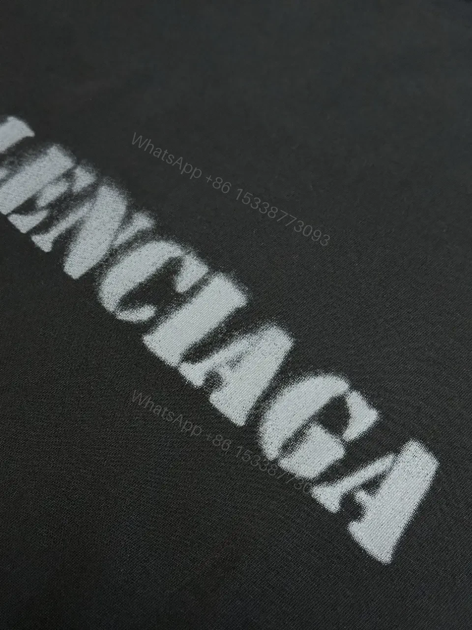 View 5 of Dark Charcoal Oversized Tee with Faded BALenciaga Logo Print Pro