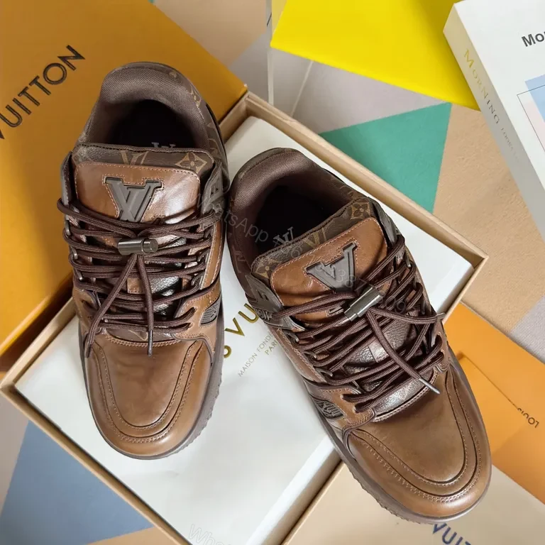 View 8 of Premium Leather LV-Detail High-Top Sneakers for All-Day Comfort