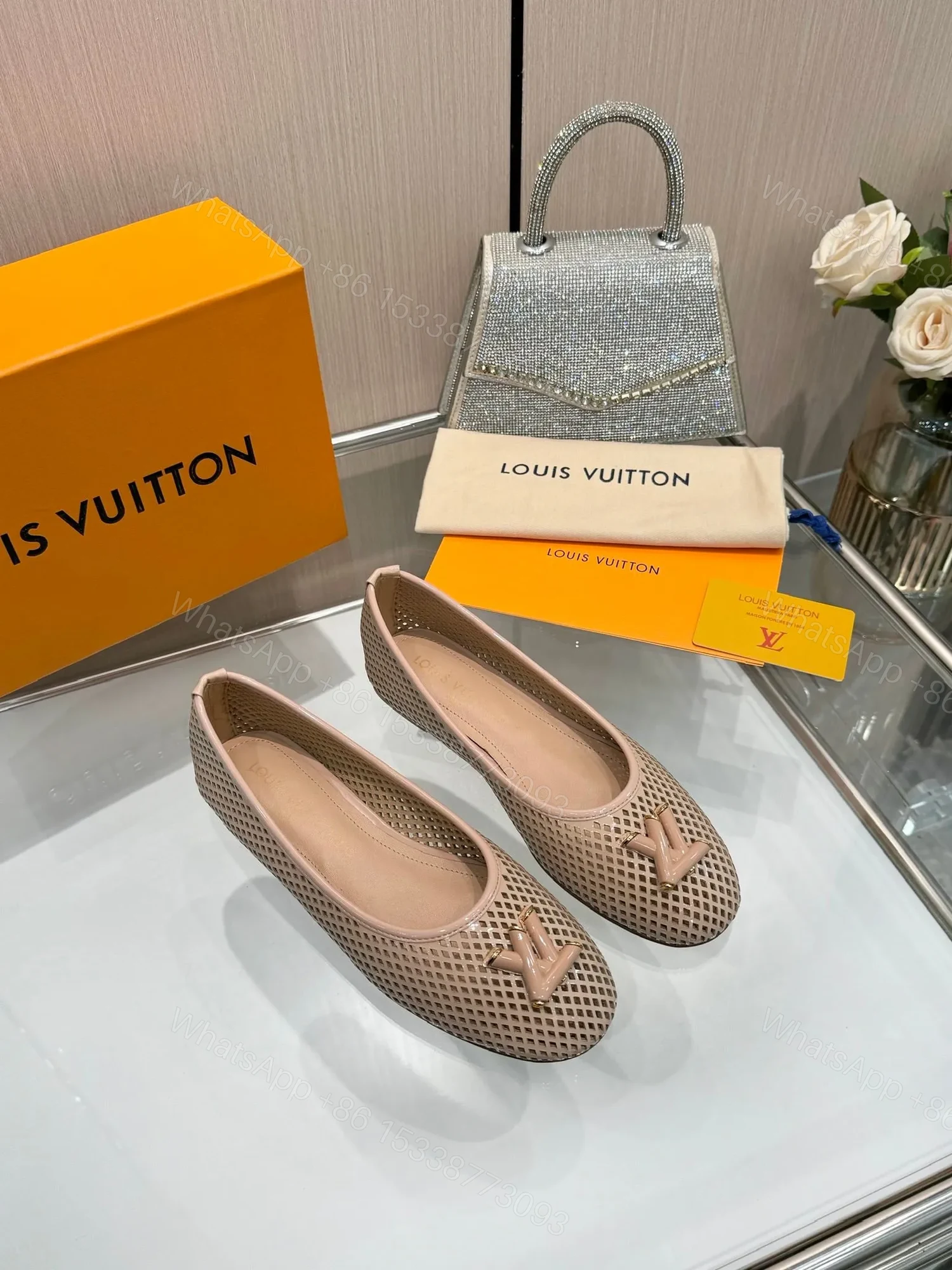 LV Women Beige Patent Leather Ballet Flats — view 1