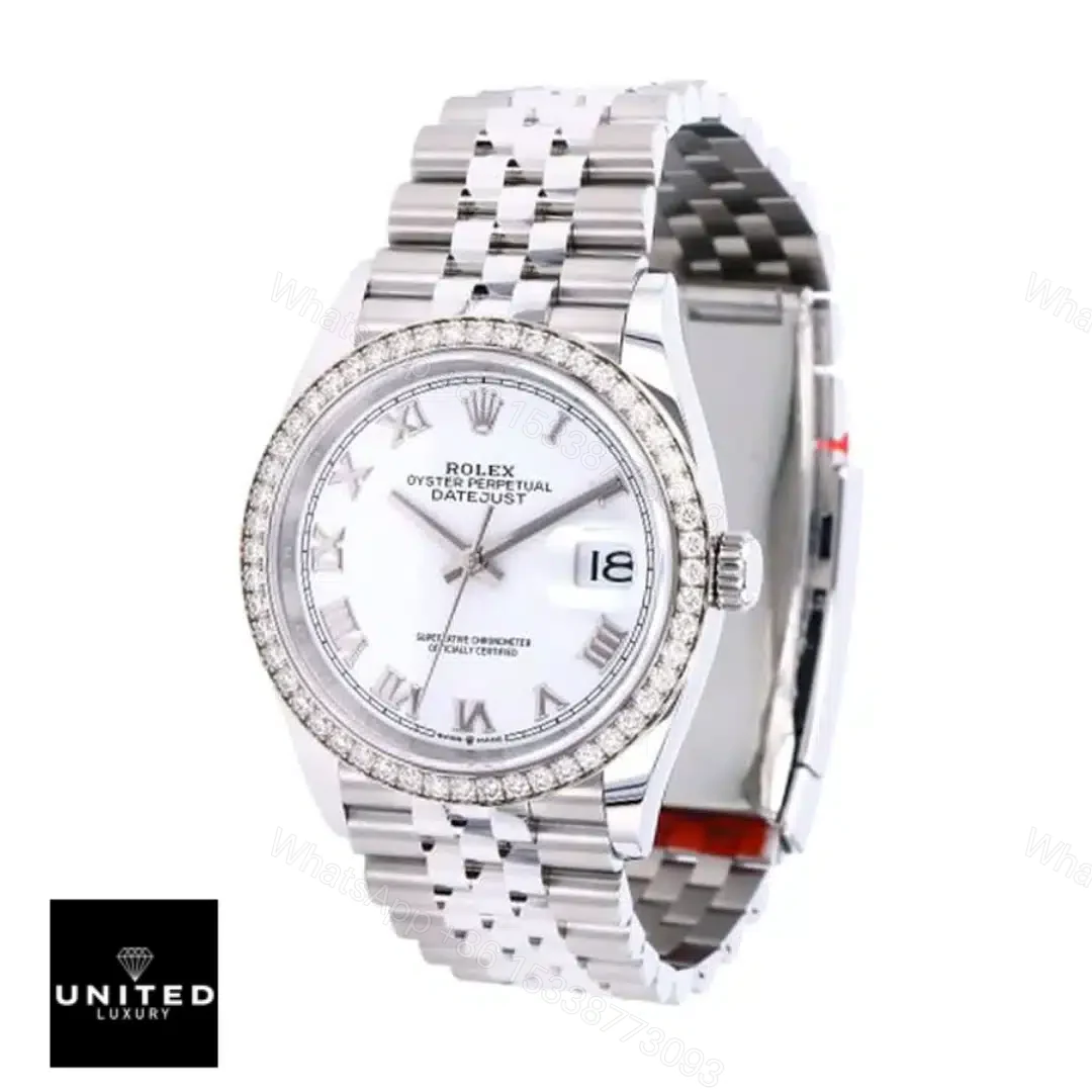 View 5 of Rolex Datejust 36 126284RBR-0018 White Roman Dial Jubilee Replica