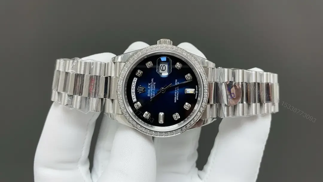 View 2 of Rolex Day-Date 36 Platinum – Baguette Blue Ombré President 128396TBR-0008