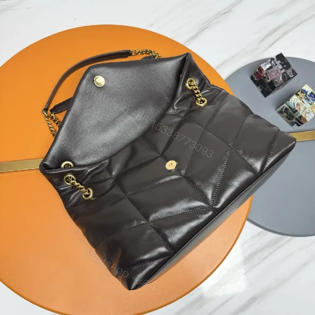 View 6 of Black Quilted Leather Shoulder Bag with Gold Hardware