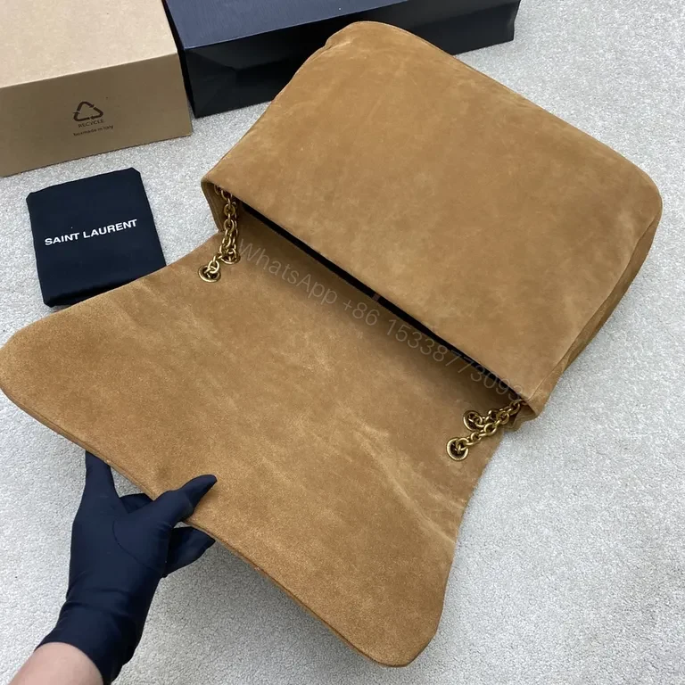 View 5 of Soft Suede Quilted Tote with Gold YSL Emblem â€” Everyday Luxury