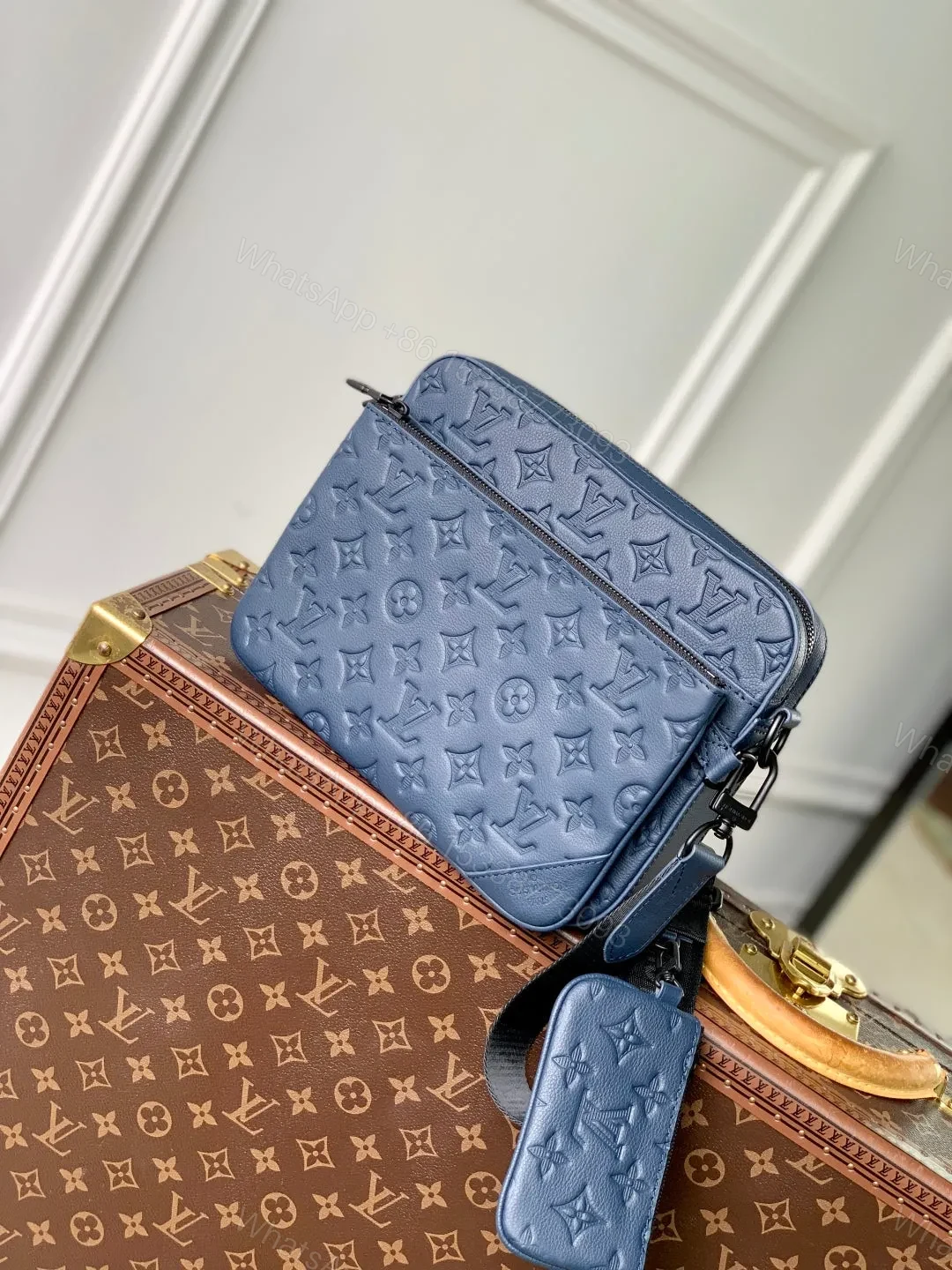View 2 of LV TRIO MESSENGER 25 IN BLUE MONOGRAM SHADOW CALFSKIN