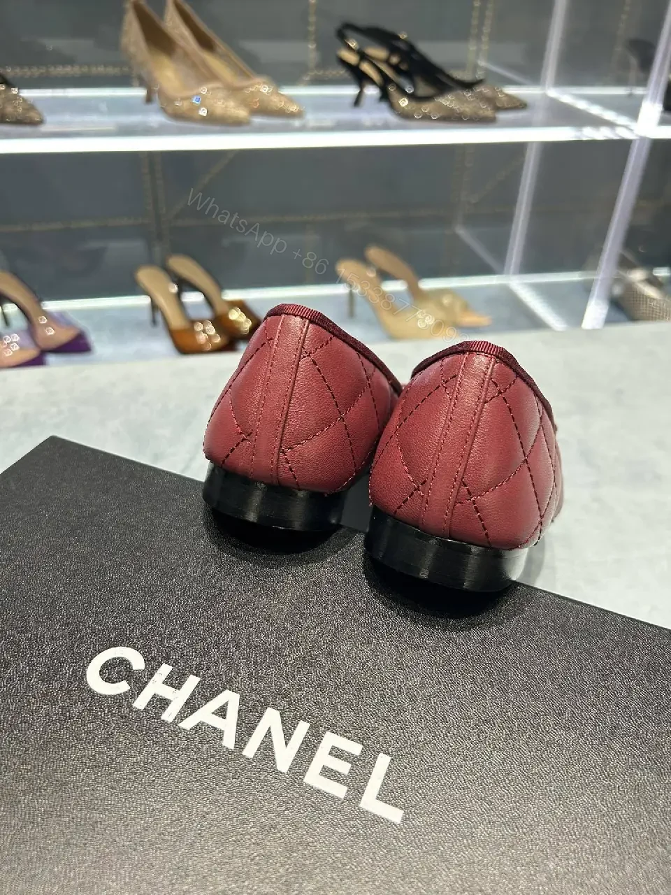 View 6 of Quilted Leather Ballet Flats with Cap Toe