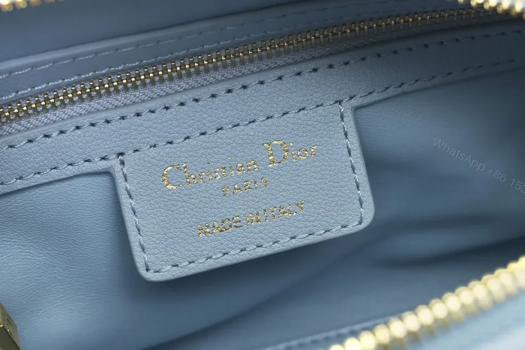 View 4 of Soft Blue Quilted Mini Satchel - Dior-Inspired Luxury Bag