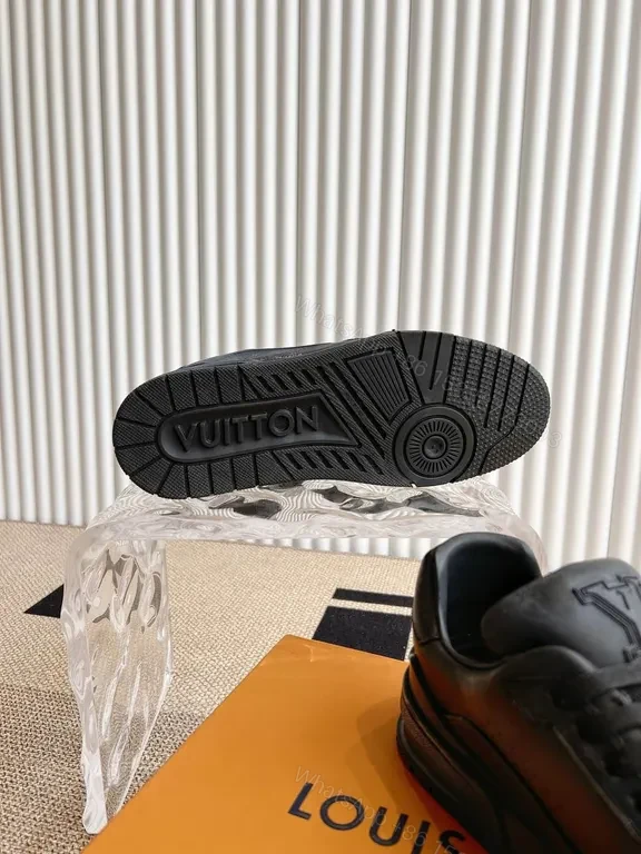 View 2 of Black Leather Minimalist Sneaker â€” LV-Inspired, All-Day Comfort