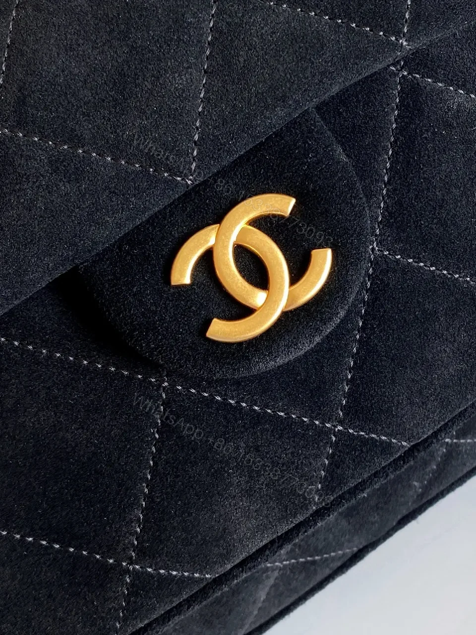 View 5 of Quilted Velvet Backpack with Gold Hardware