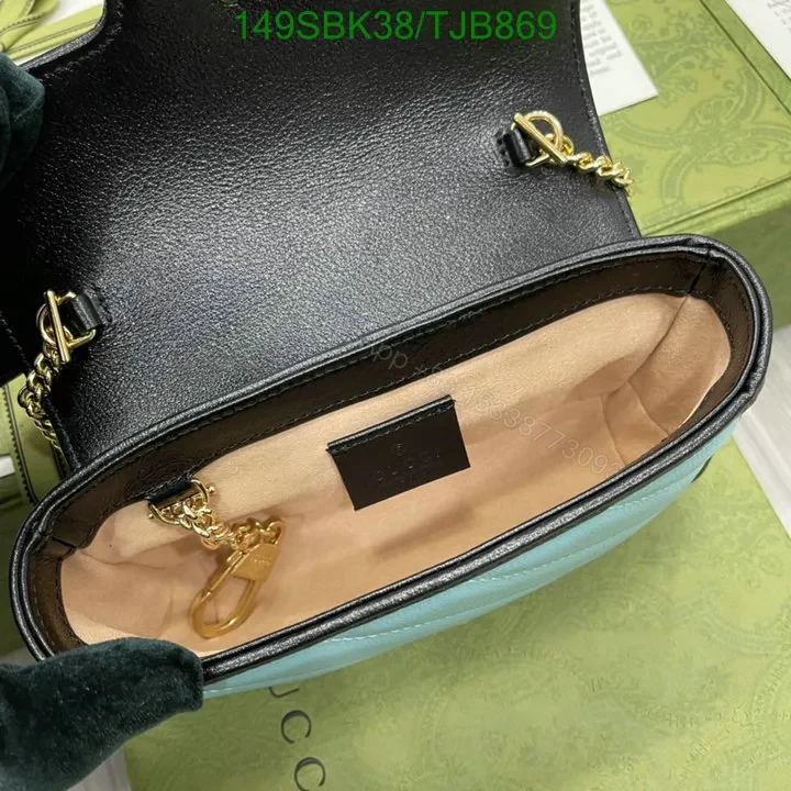 View 26 of Gucci Blue and Red GG Marmont Mini Leather Shoulder Bag featuring Textured Torchon Double G AS474