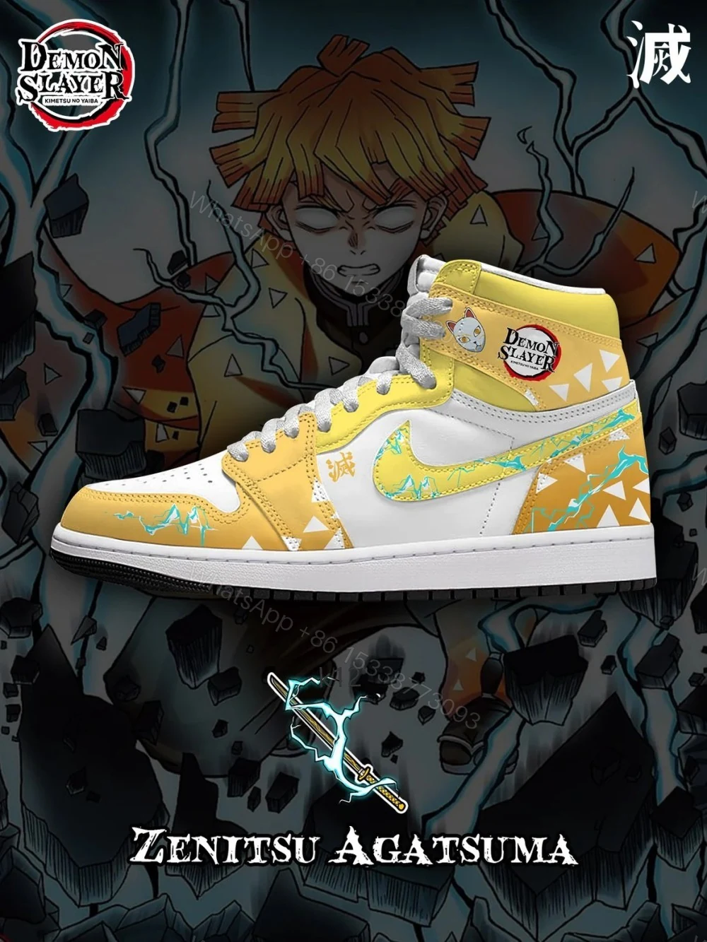 Zenitsu Agatsuma V.1 Custom High Jordan 1 — view 1