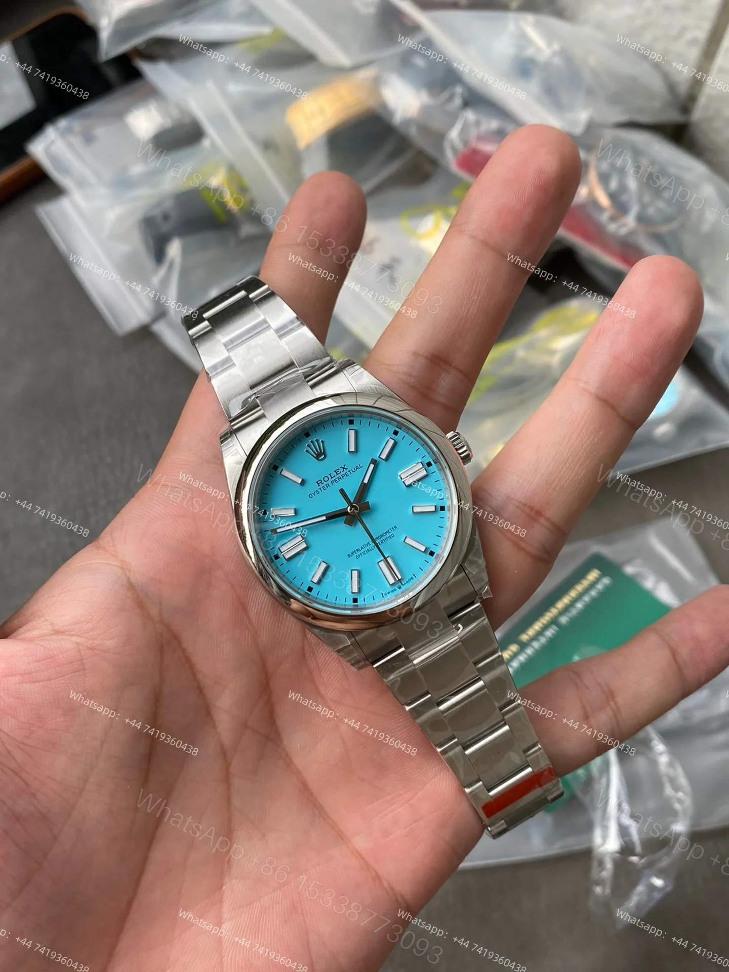 View 3 of Rolex Super Clone Oyster Perpetual M124300-0006 41mm Tiffany Blue Dial 3230 Movement