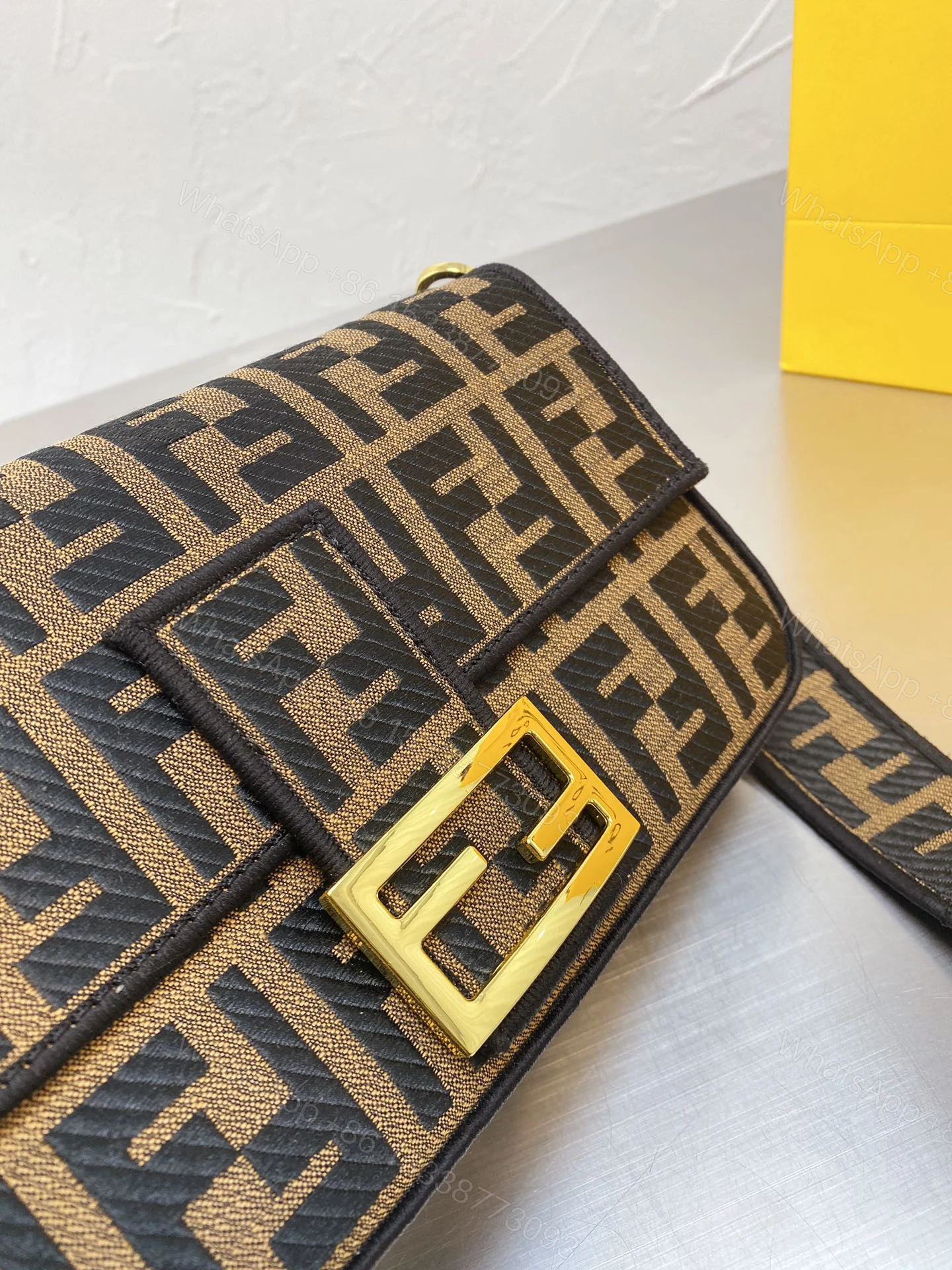 View 5 of Fendi Baguette Bag Aus Canvas In Braun