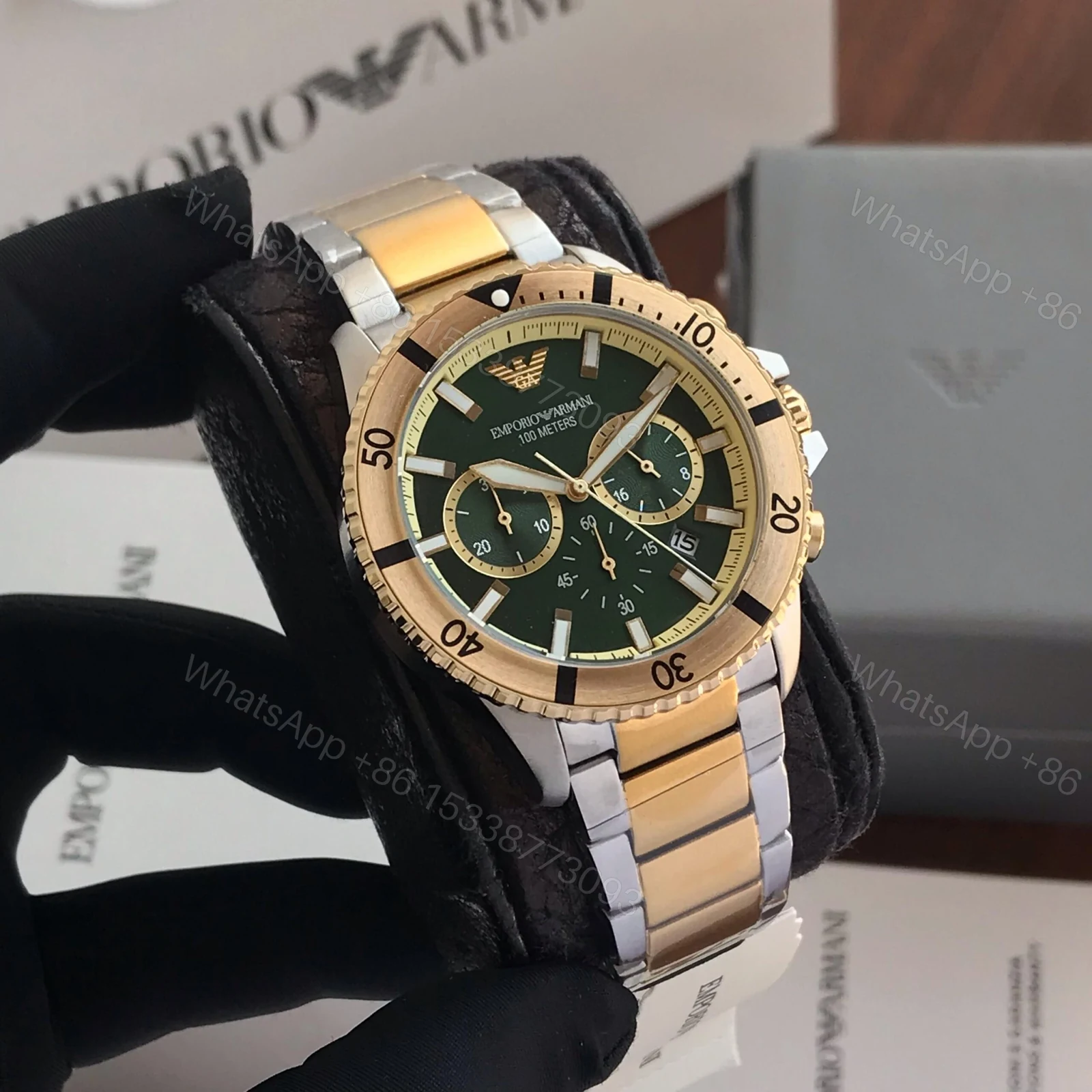 Emporio Armani AR11586 Green Dial Chronograph 40mm Quartz — view 1