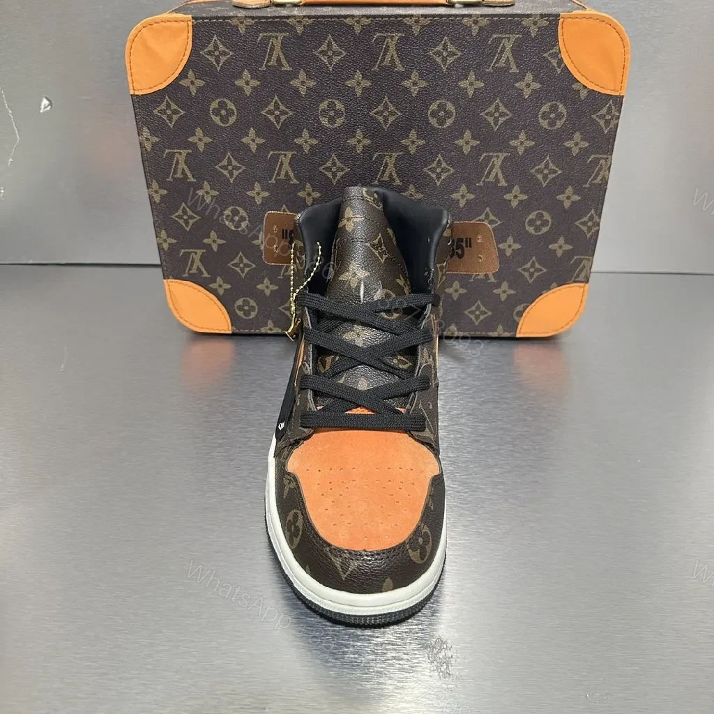 View 8 of Bold Contrast Luxe High-Top Sneakers with Monogram Accents