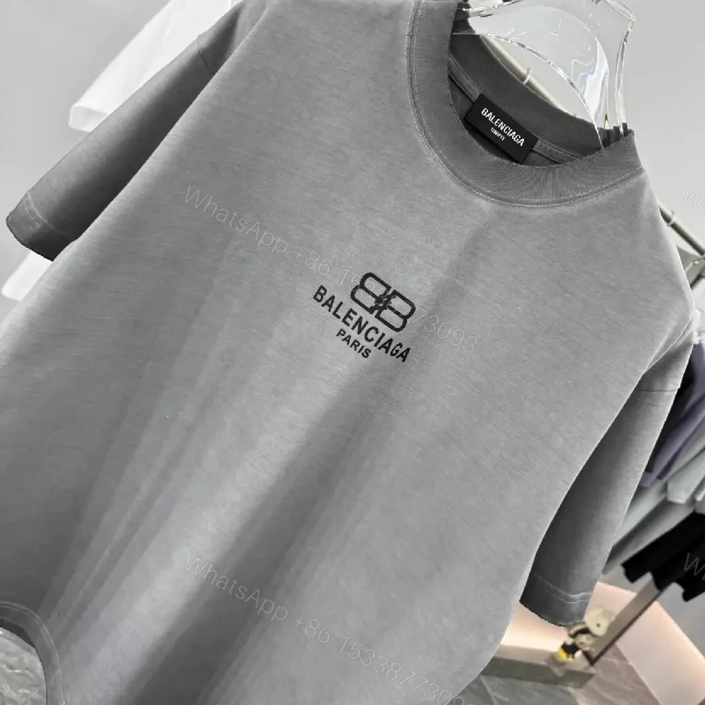 View 2 of Grey + Cotton Blend + Minimalist + Logo-Detail + Tee