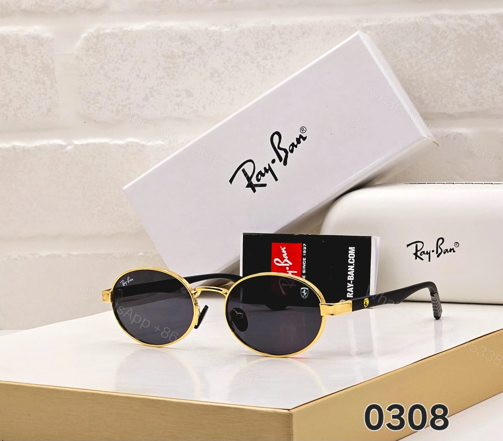 View 3 of Ray-Ban Modern Round Black-Green Sunglasses