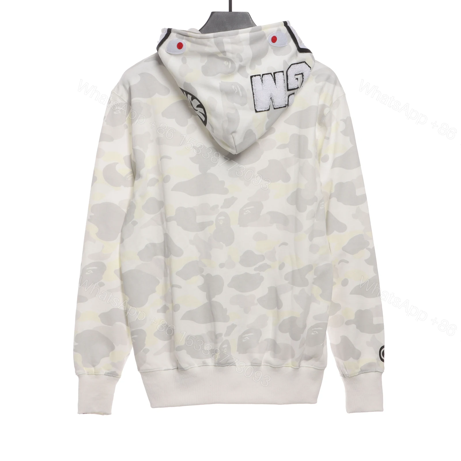 BAPE classic black and white camouflage patchwork luminous hoodie White — view 2