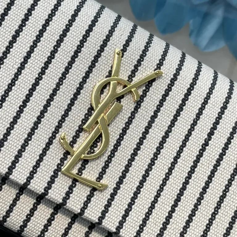 View 8 of White & Black Stripe Mini Crossbody â€” Luxe YSL-Inspired Crossbody Bag