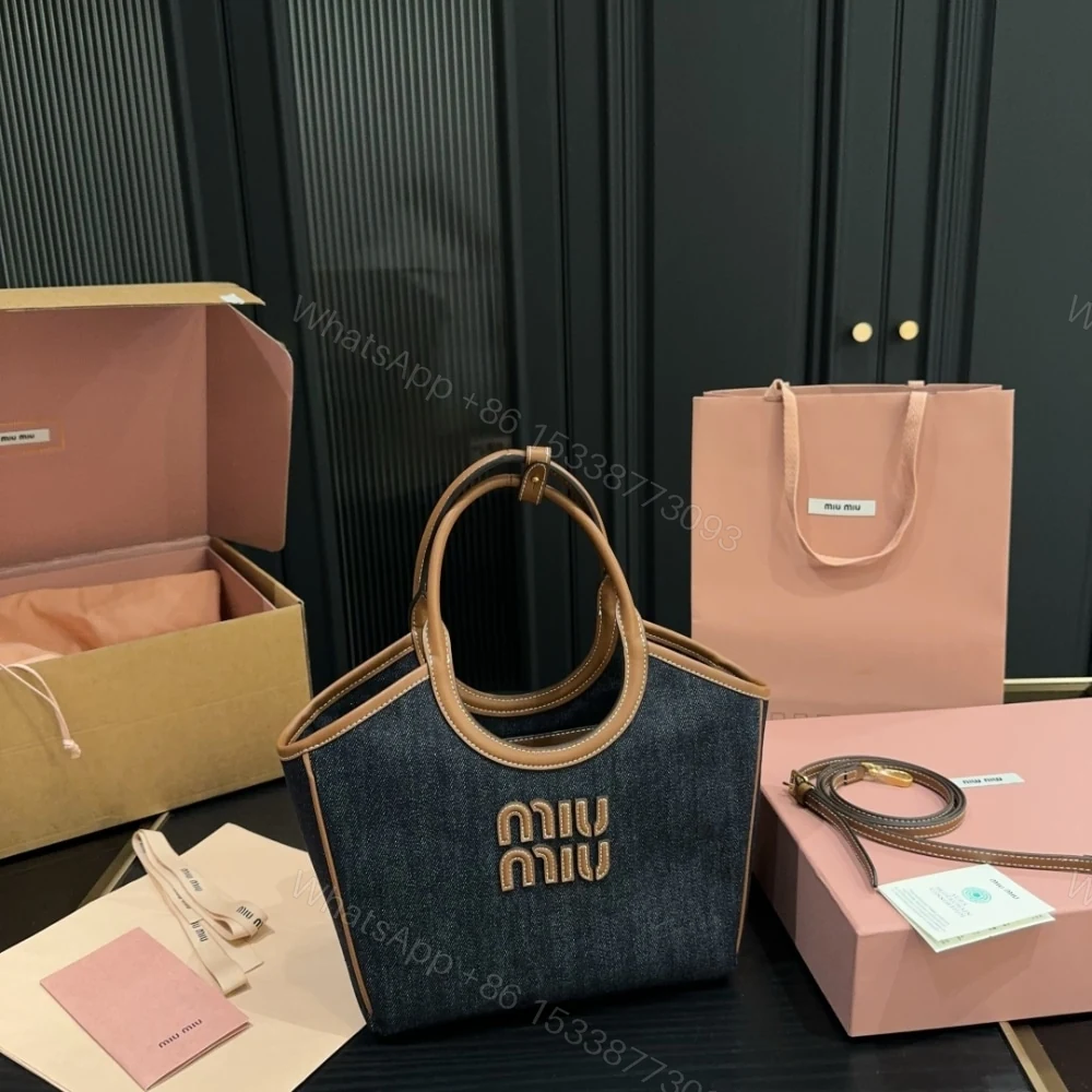 View 2 of MIUMIU IVY DENIM BAG BLUE BRANDY 22CM