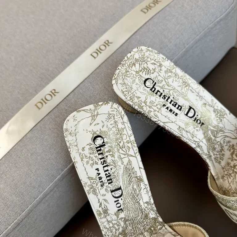 View 7 of Chic Crystal-Embellished Slide Sandals with Dior-Style Straps