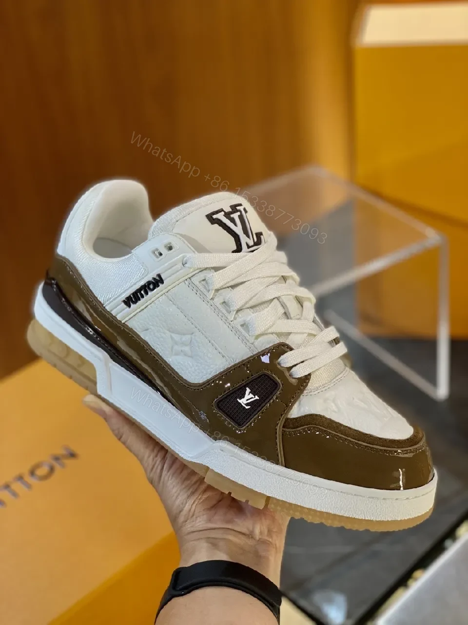 View 2 of Ivory & Brown Luxury Trainer: Modern Designer Comfort