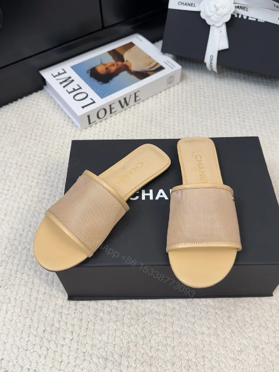 View 8 of Beige Textured Slip-Ons with Soft Elastic Band Sandals