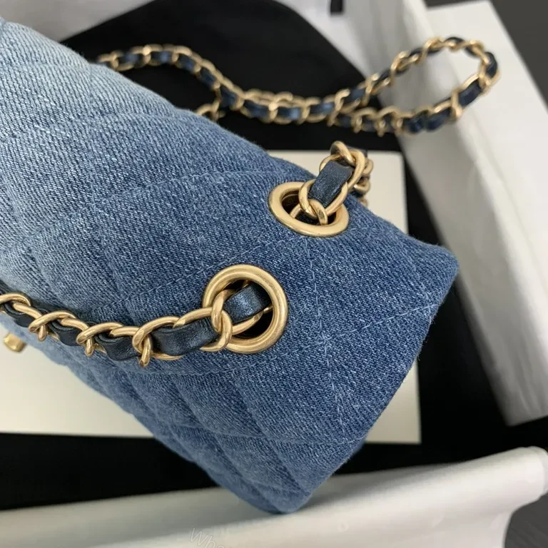 View 8 of Denim-Quilted Chain Bag: Modern Texture, Chanel-Inspired Chic