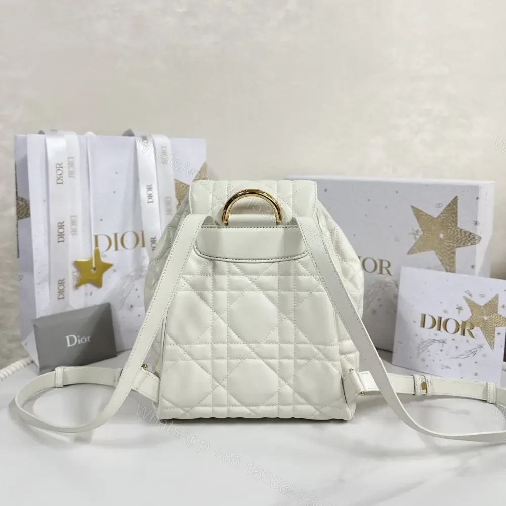 View 2 of 高仿Dior*Caro系列M6301M030小羊皮雙肩包白色中號免檢版