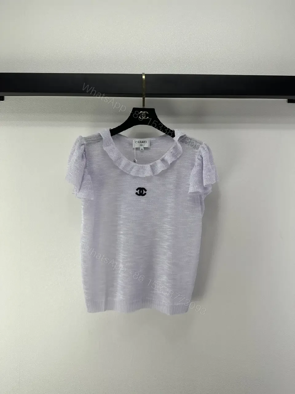 View 11 of Soft Rayon-Cotton Knit Top with Flounce Sleeve Details