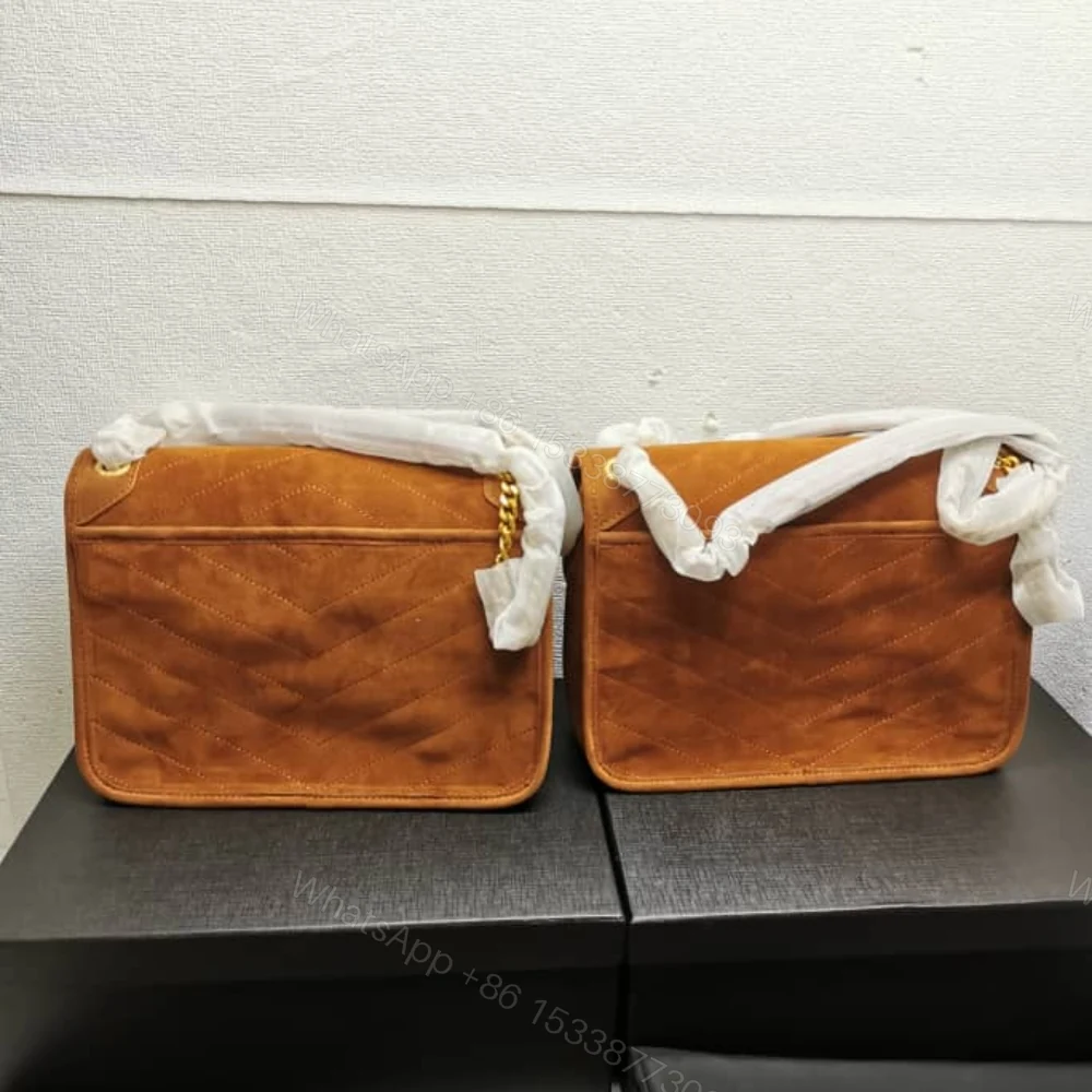 View 3 of Saint Laurent Niki Baby Chain Bag In Suede Brown 28Cm