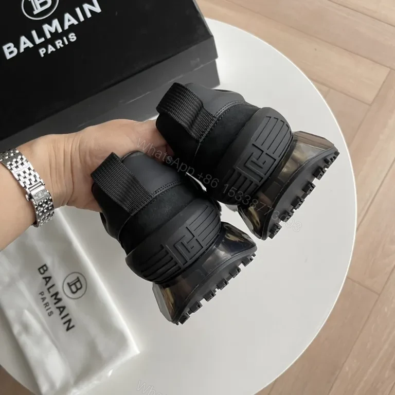 View 3 of Chic Black Balmain High-Top Sneaker: All-Day Comfort
