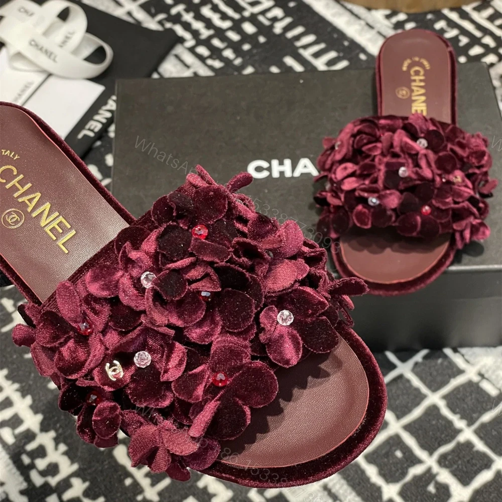 View 6 of 高仿Chanel*25P系列G46231D小羊皮花瓣拖鞋紅色1CM免檢版