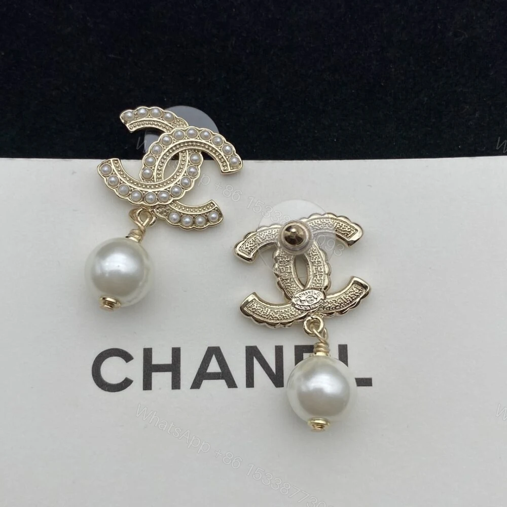 View 4 of Chanel CC Pearl Gold Earrings