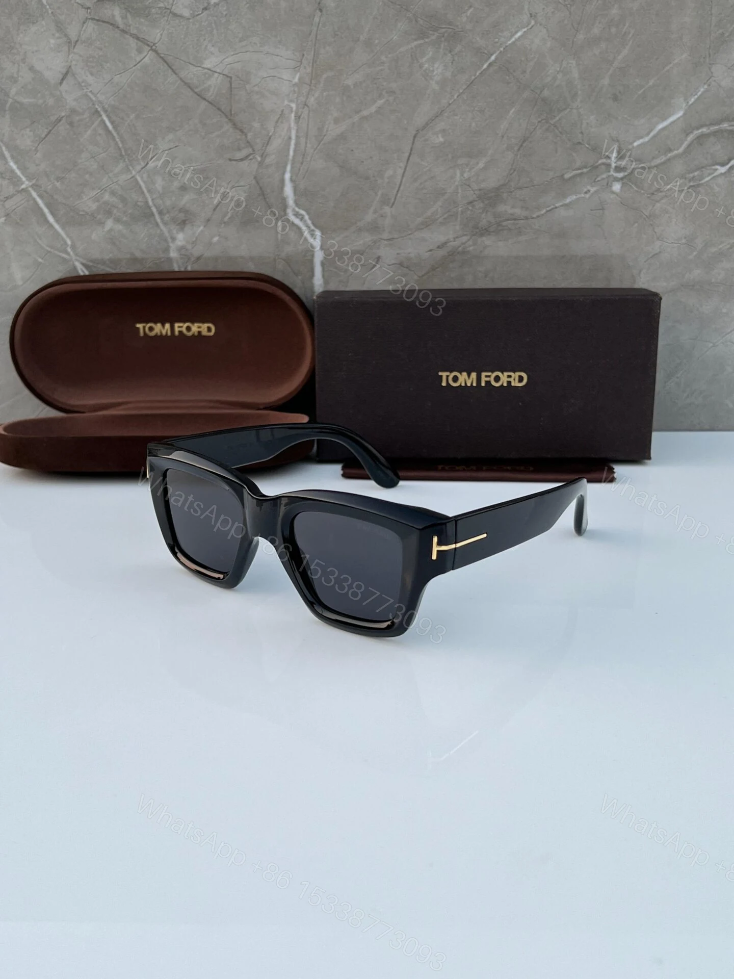 View 5 of Tom Ford Rectangular Black Sunglasses