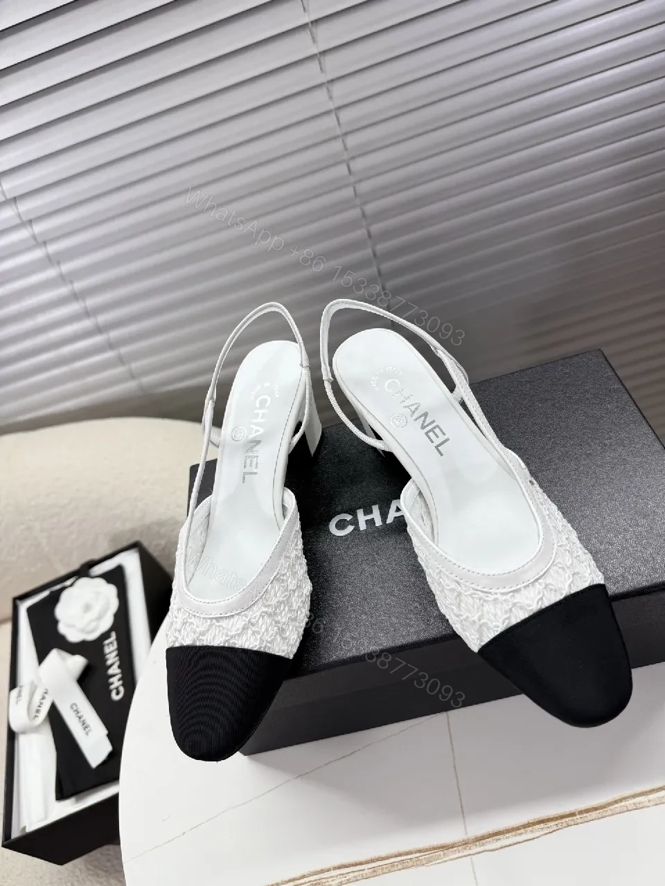 View 9 of Textured Chanel-Inspired Slingback Sandals: All-Day Comfort