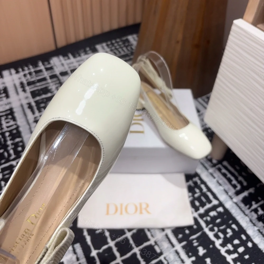 View 4 of 高仿Dior*Miss系列KDV271露跟蝴蝶結矮踭鞋白色免檢版