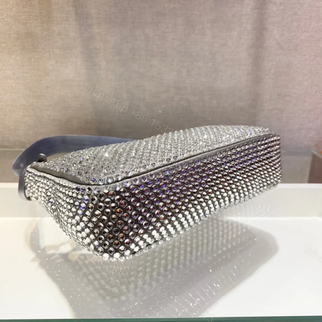 View 3 of SPARKLING HOBO BAG 23 IN SILVER NYLON ATTACHED FULLY CRYSTALS