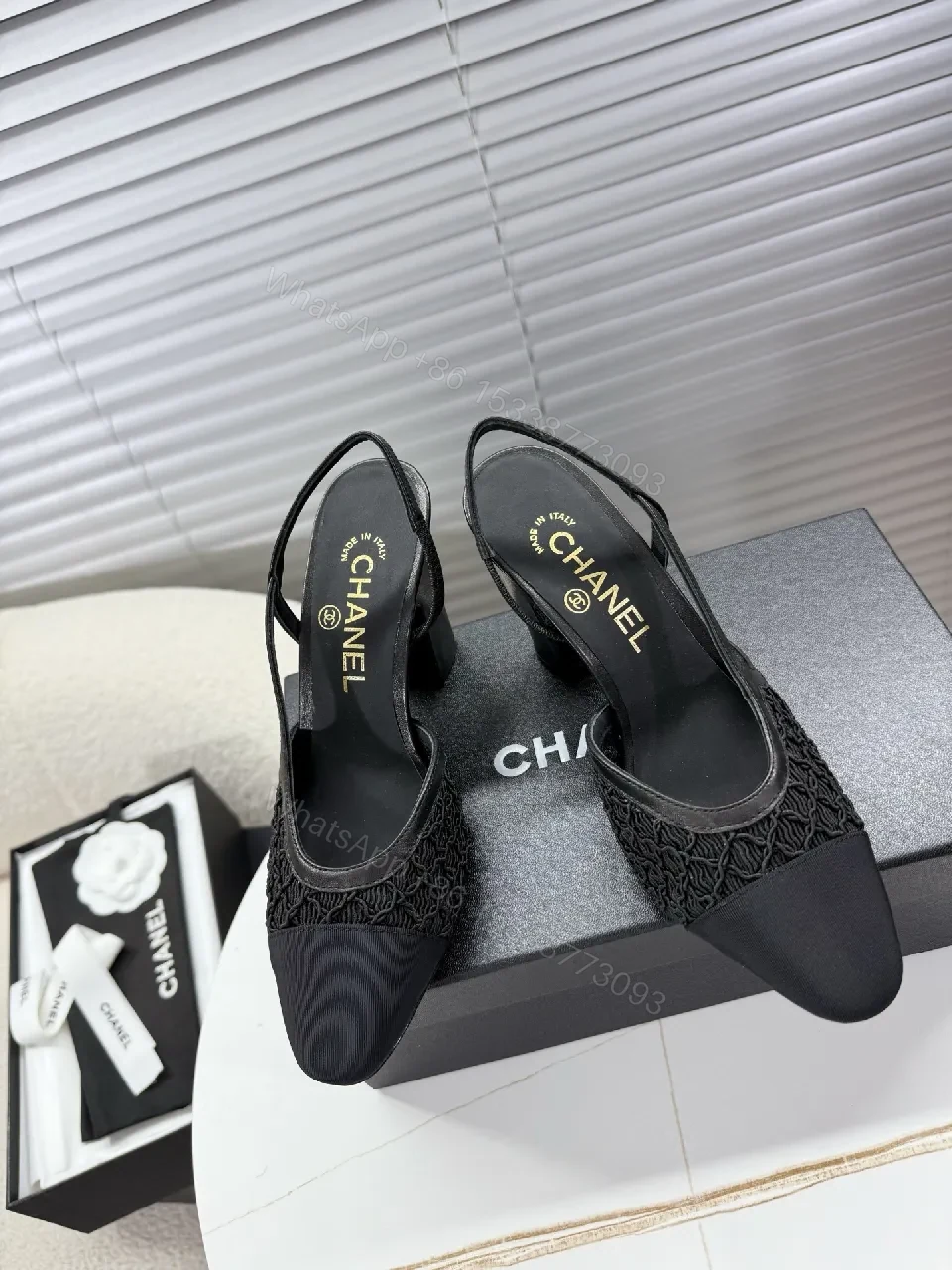 View 4 of Textured Knit Slingback Flats with Satin Cap Toe