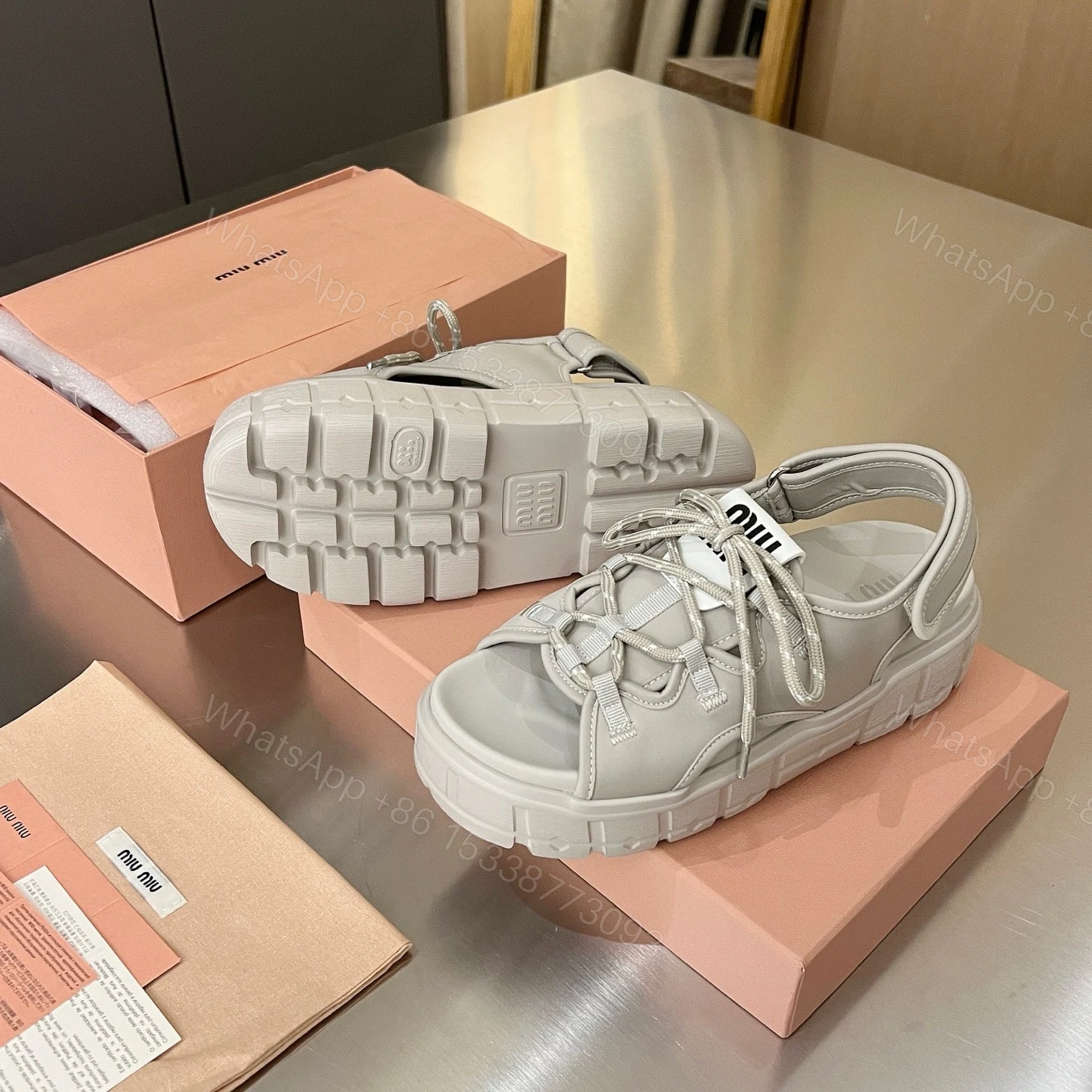 View 4 of MIUMIU CHUNKY NEOPRENE SANDALS CHALK 5X418E 30K F0354 F 050