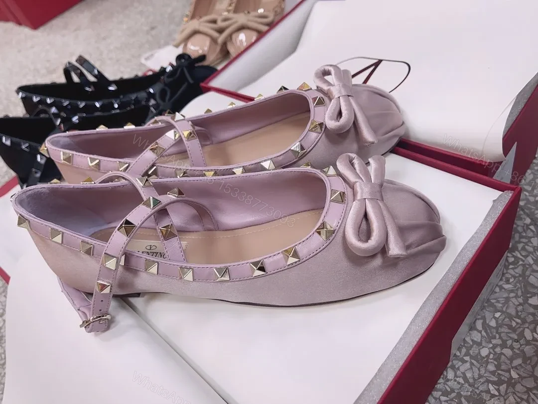 View 5 of Valentino Women Pink Satin Studded Flats