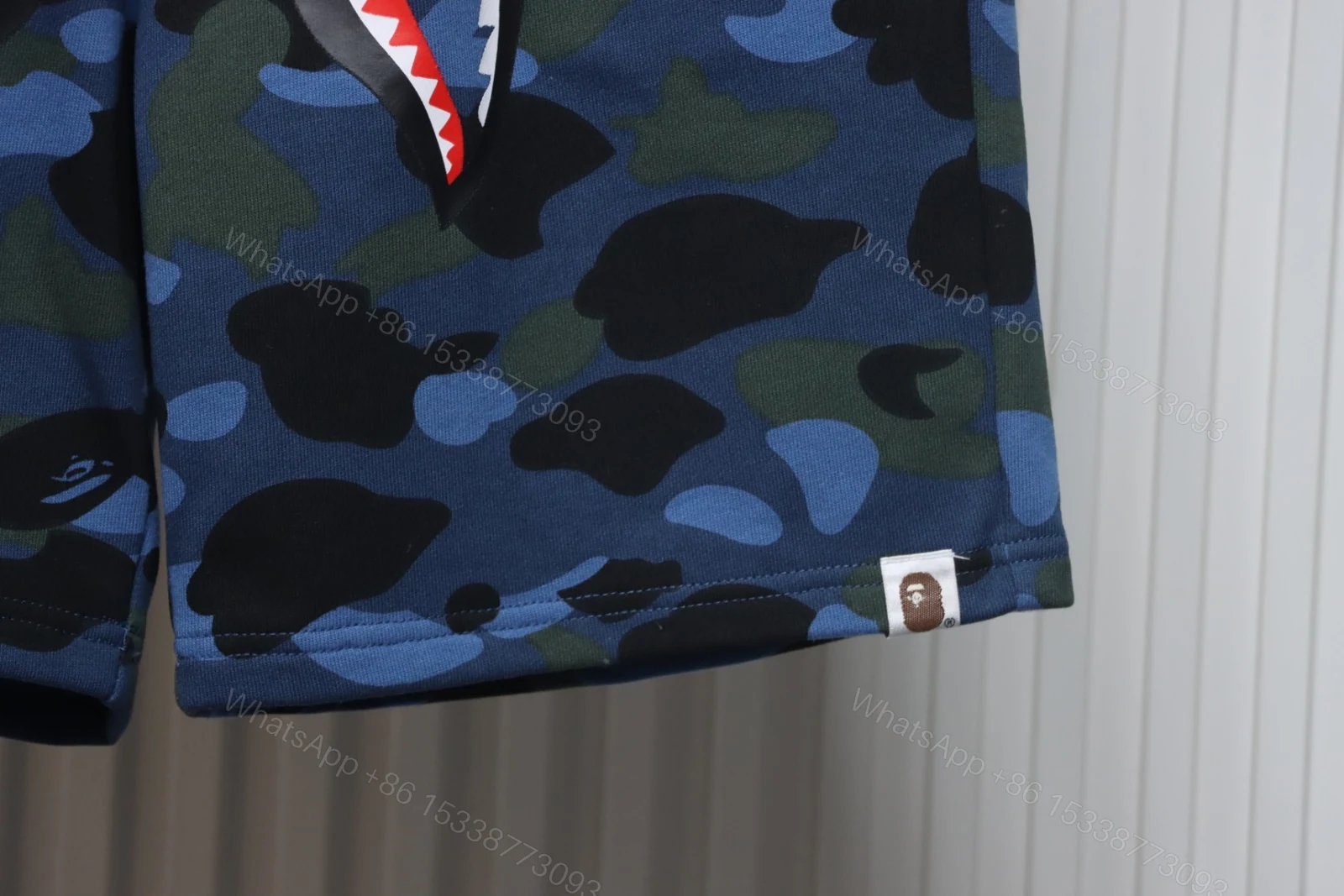 View 5 of Bape Camo Shark Shorts Deep Blue