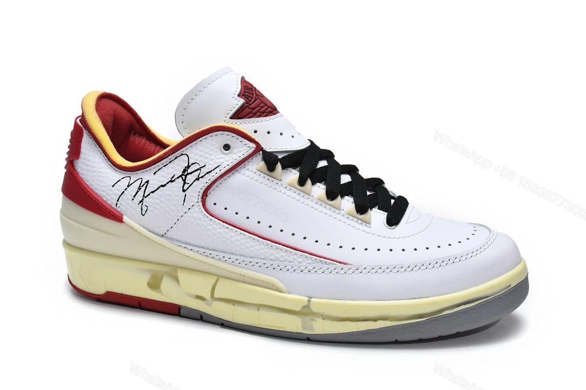 View 5 of Off White x Air Jordan 2 Retro Low SP White and Varsity Red DJ4375-106