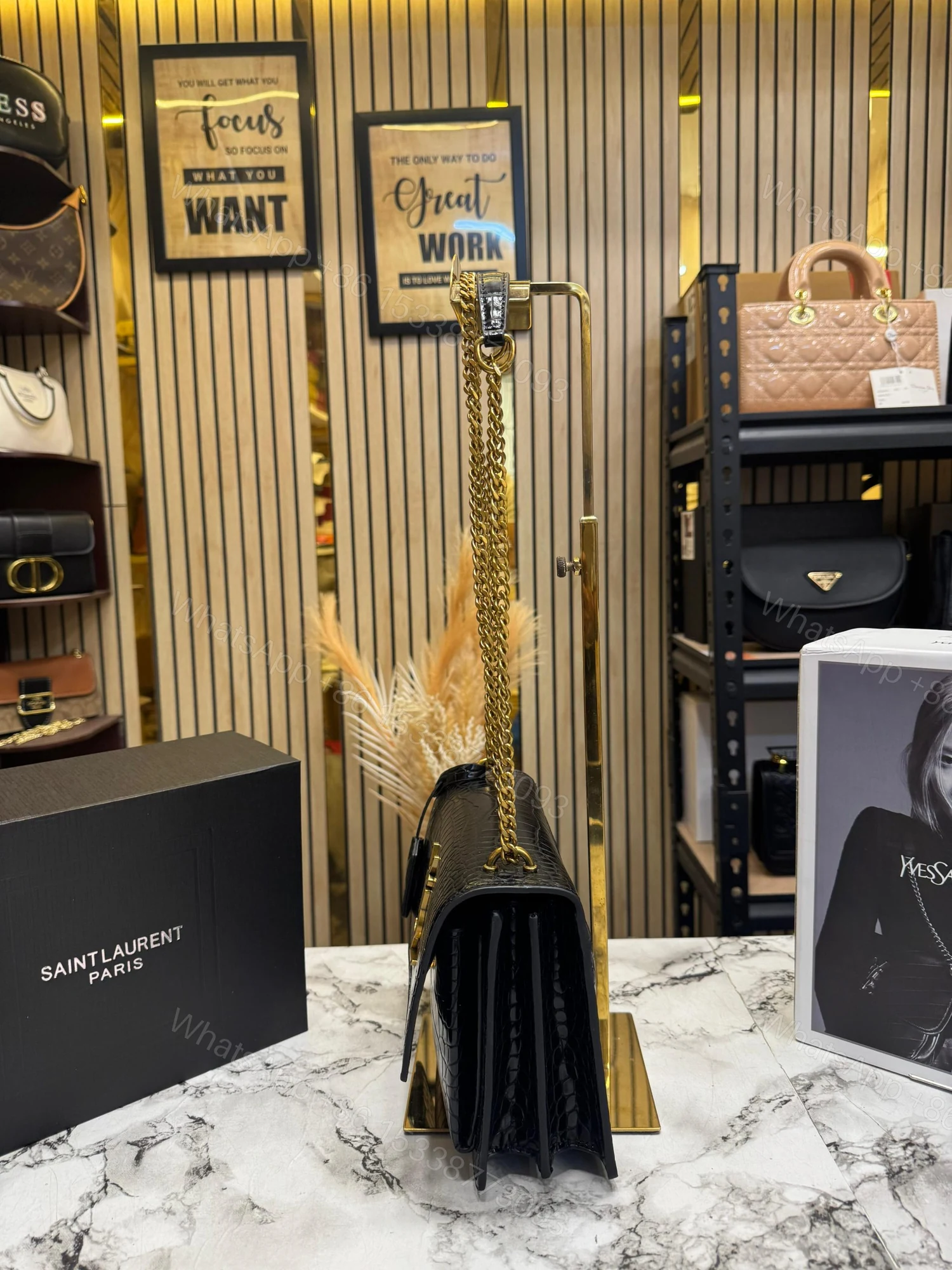 View 6 of FIRST COPY YSL SUNSET CROCO CALFSKIN SHOULDER BAG