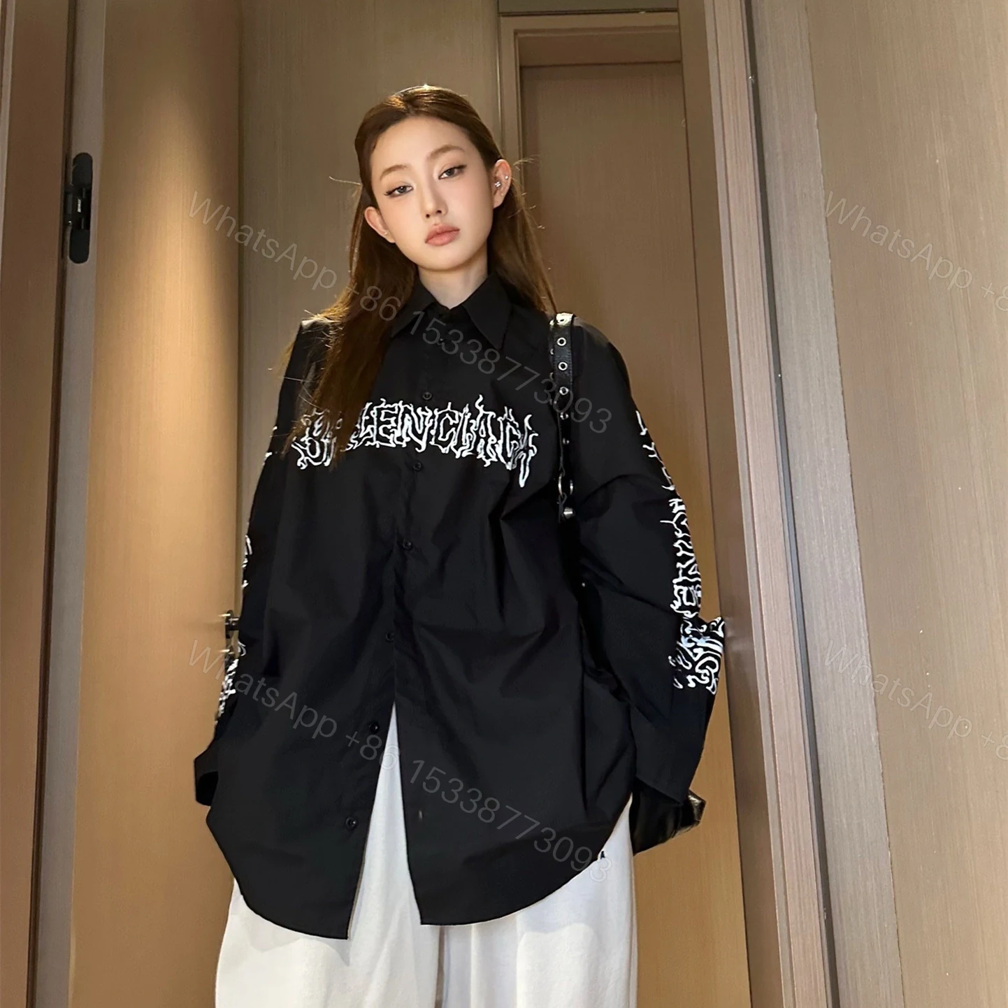 View 15 of 高仿Balenciaga*SS24NewYear系列773374長袖襯衫黑色
