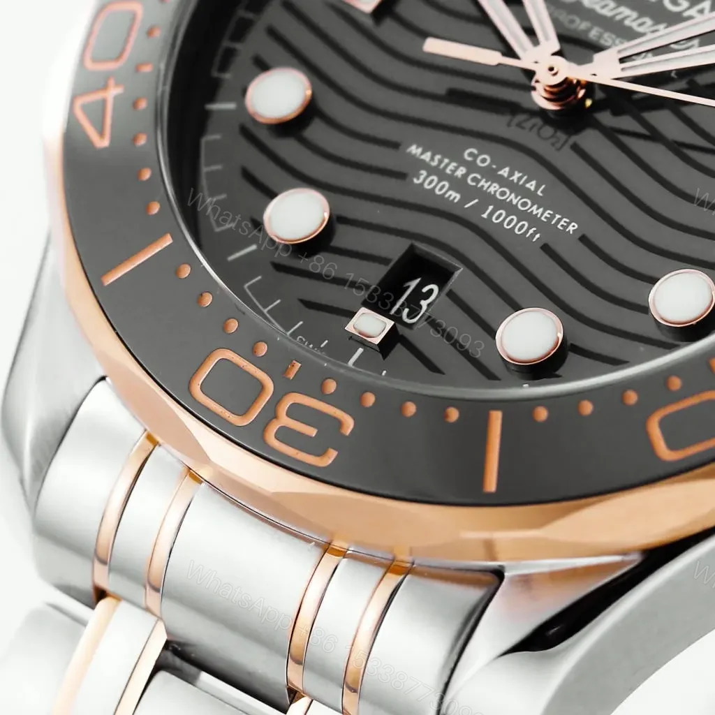 View 6 of Omega Seamaster 300M Replica Watch Two-Tone Stainless Steel with Black Dial 42mm