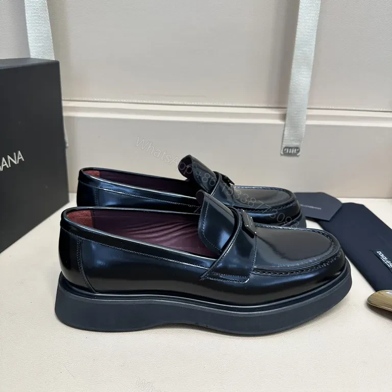 View 7 of Lux Polished Leather Loafers with Subtle Hardware Elevation