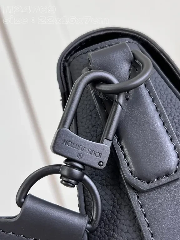 View 3 of Chic Compact Messenger: Luxury Leather, Subtle LV Emblem